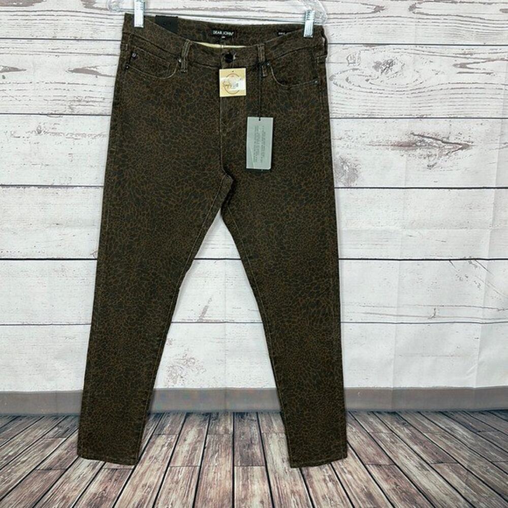 Dear John Jeans Womens 28 Brown Black Leopard Skinny Midrise Stretch Modern